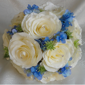 Ivory & Royal Blue Bridesmaid Bouquet
